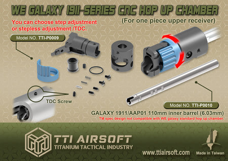 TTI Airsoft CNC Hop-Up Chamber for WE Galaxy 1911 GBB Airsoft