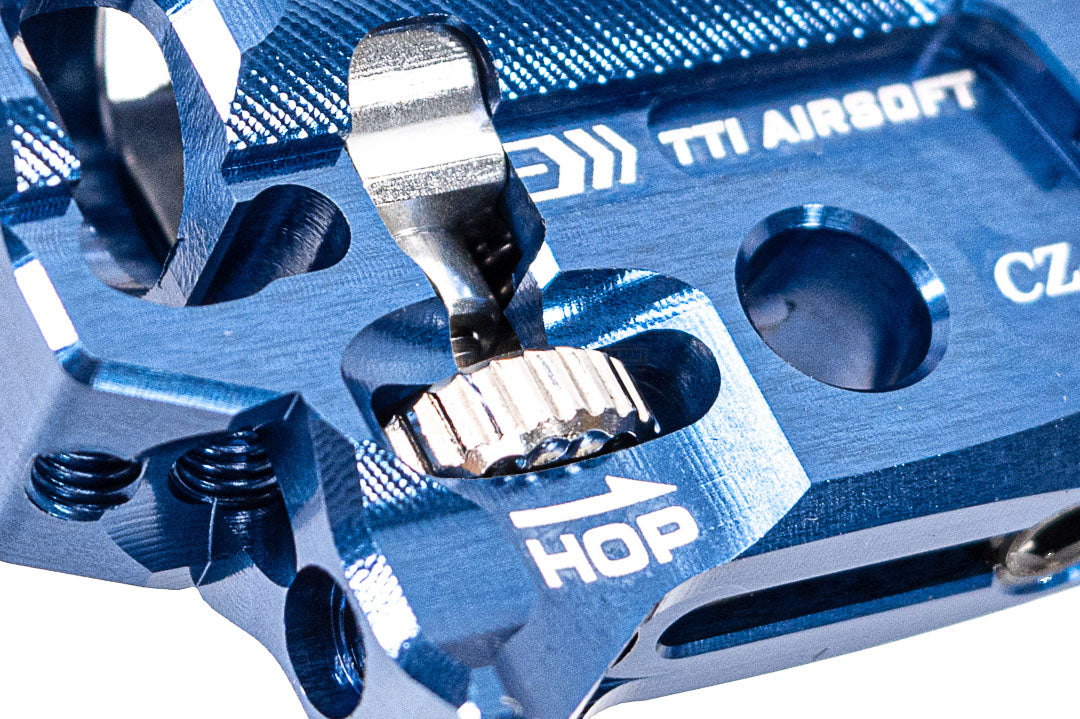 TTI Airsoft CNC Aluminum Infinity One Piece TDC Hop Up Chamber For KJ Works CZ-75 / Shadow 2 GBBP ( Blue )