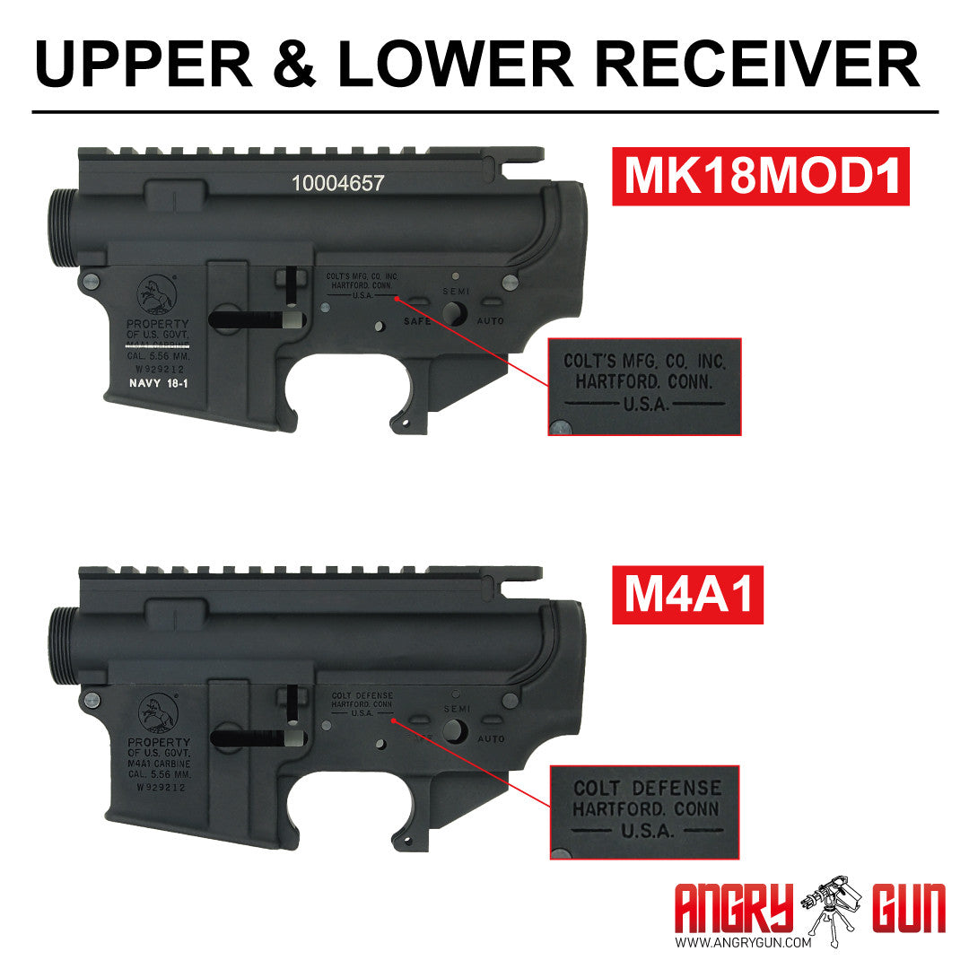 Angry Gun CNC Upper & Lower Receiver for Marui TM MWS / MTR GBB ( COLT M4A1 LATEST VERSION ) ( Colt Licensed w/ Roll Marking Press )