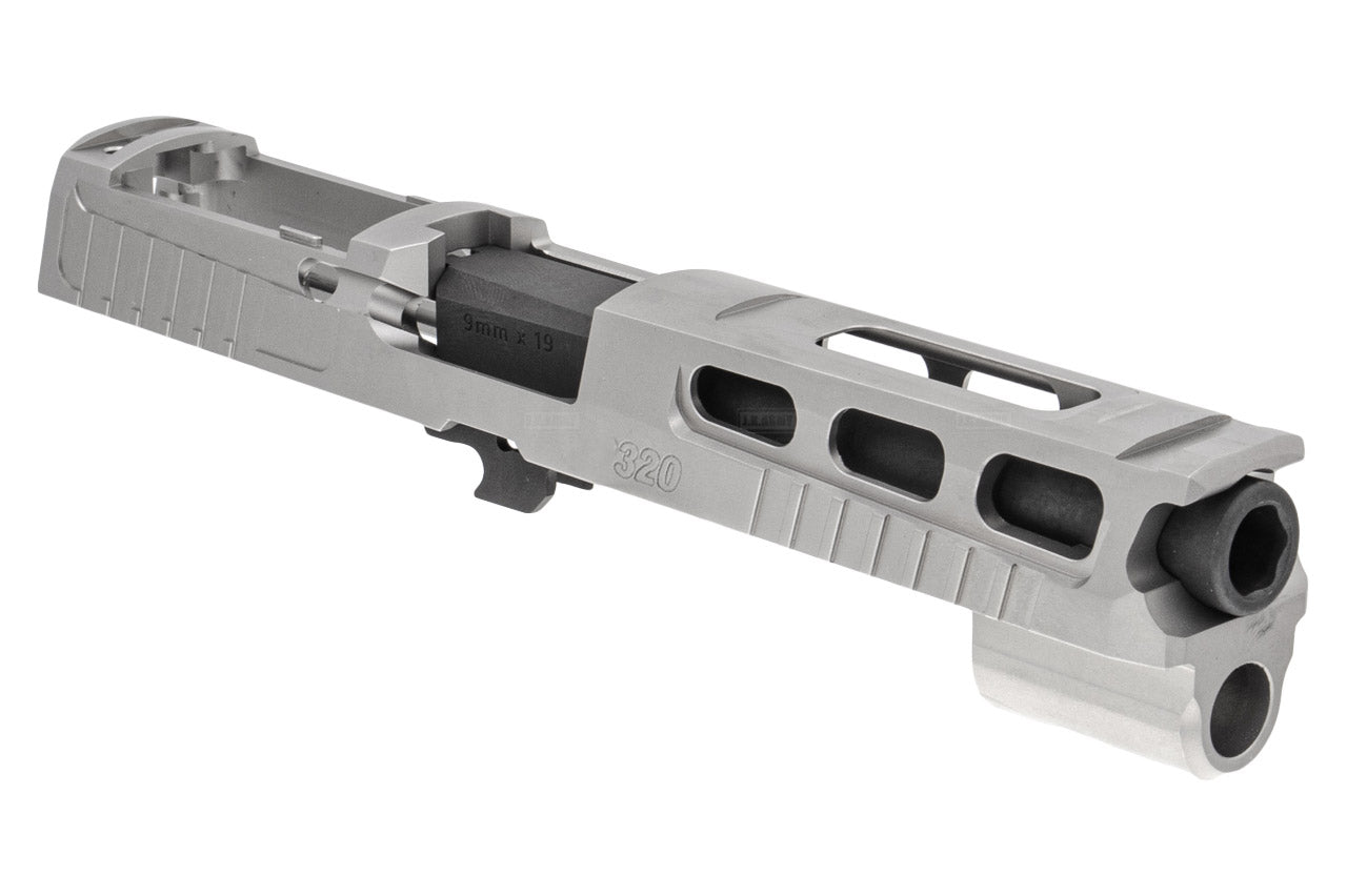 Mafio P320 Pro-Cut Type 4.7" Steel Slide & Barrel Set For SIG AIR / VFC P320 M17 GBB Pistol Airsoft Series-Silver