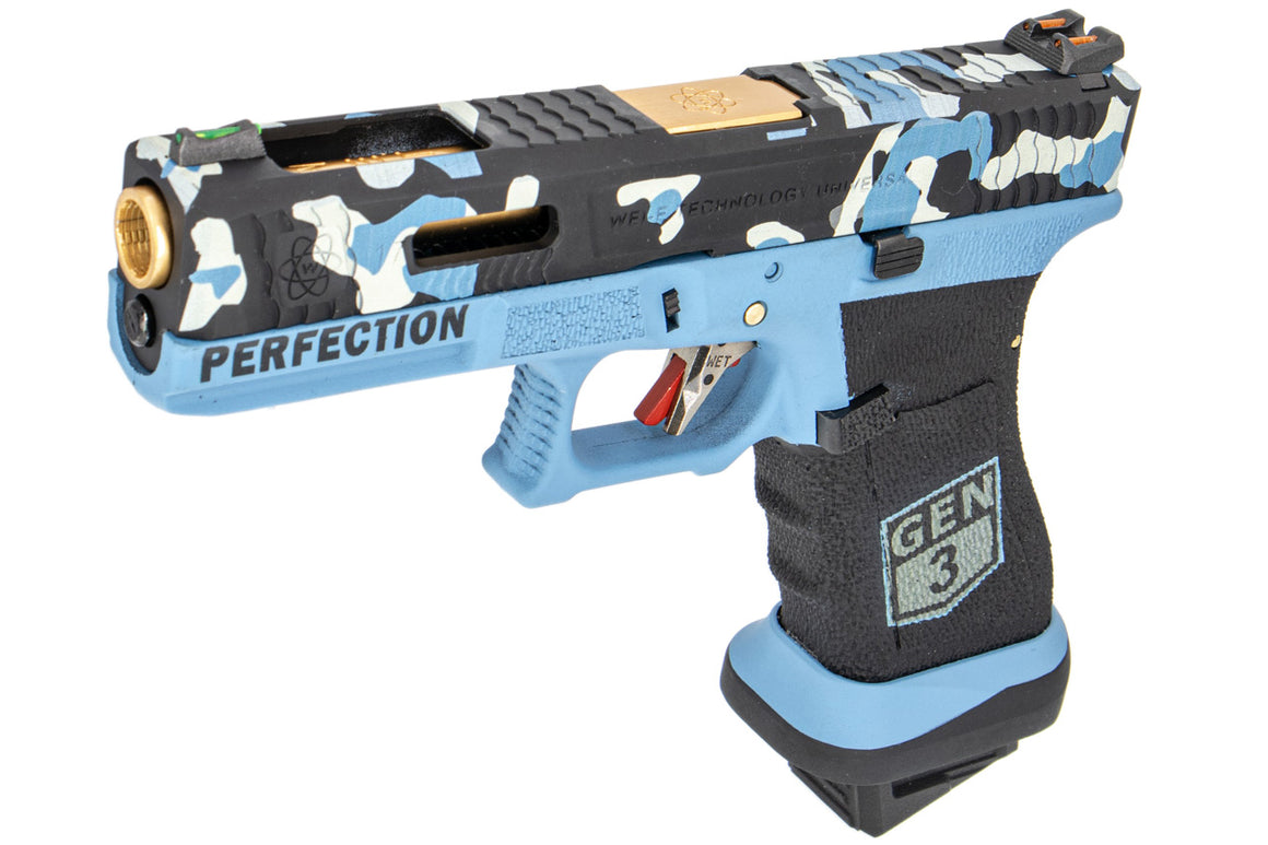 WE Secret Camo Blue Ver Metal Slide GBB Pistol Airsoft ( Semi-Auto / Full Auto )