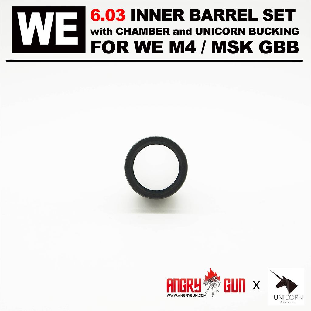 Angry Gun WE M4 6.03 Carbon Steel Inner Barrel Set ( With Chamber Set & Bucking ) ( for WE M4 / MSK GBBR )-370mm-60�