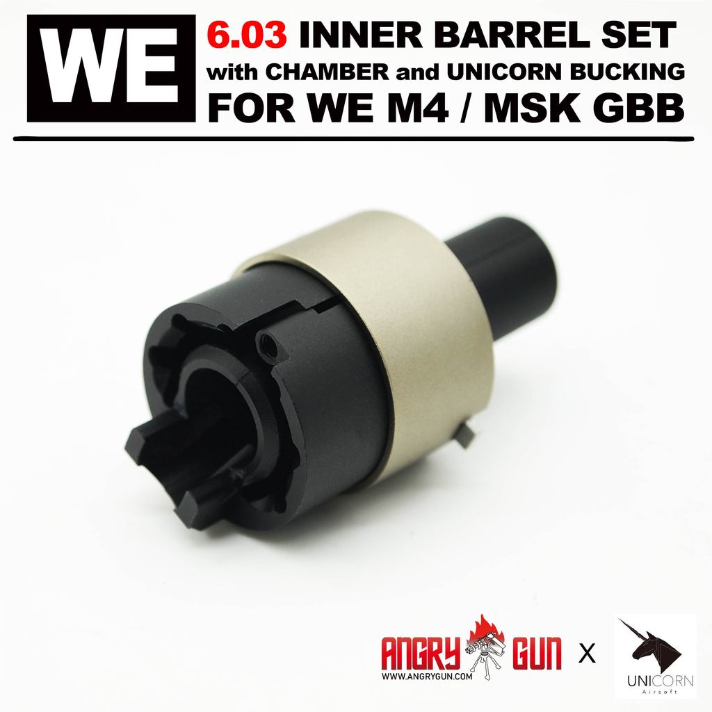 Angry Gun WE M4 6.03 Carbon Steel Inner Barrel Set ( With Chamber Set & Bucking ) ( for WE M4 / MSK GBBR )-370mm-60�