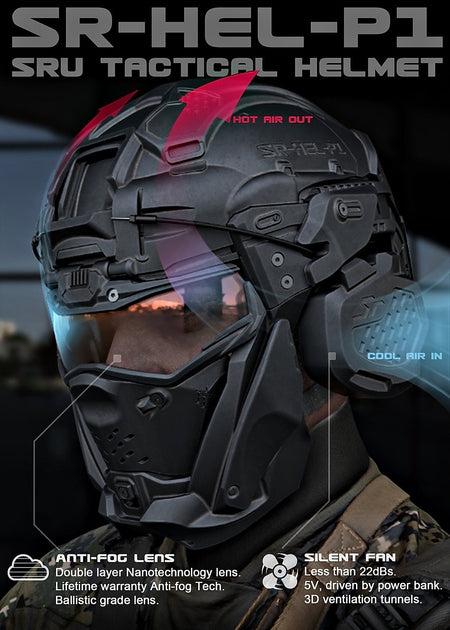 SRU Airsoft Tactical Helmet Set ( Black )