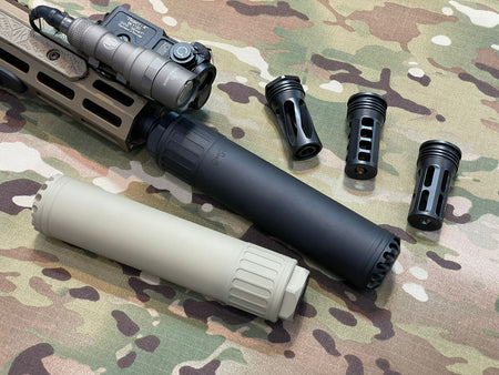 Angry Gun Tornado Dummy Airsoft Dummy Suppressor / Barrel Extension Series / with Acetech Blaster Module Tracer ( MK16 URGI / HK417,M110A1 SDMR / AR15/M4/416 Version )-Black-AR15 / M4 / 416 Version-with Tracer