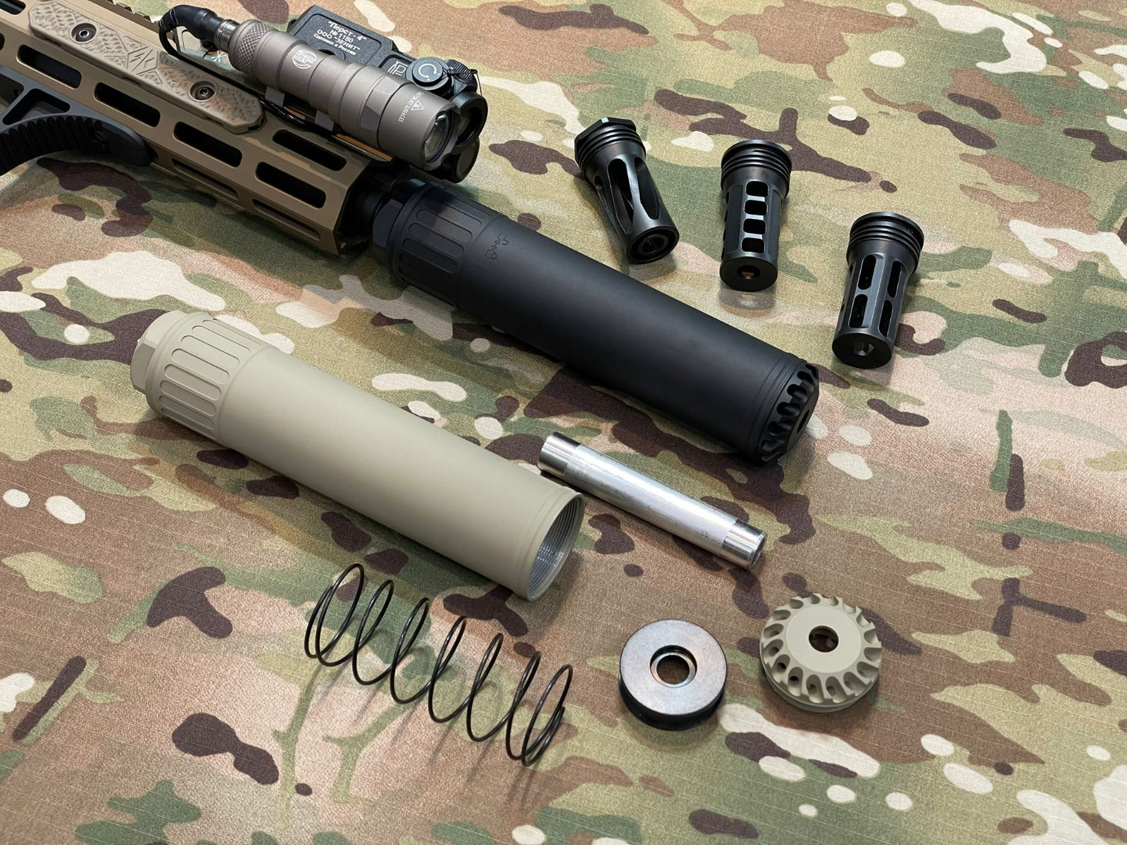 Angry Gun Tornado Dummy Airsoft Dummy Suppressor / Barrel Extension Series / with Acetech Blaster Module Tracer ( MK16 URGI / HK417,M110A1 SDMR / AR15/M4/416 Version )-Black-AR15 / M4 / 416 Version-with Tracer