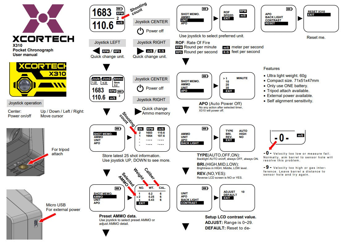 XCORTECH X310 Pocket Size Chronograph