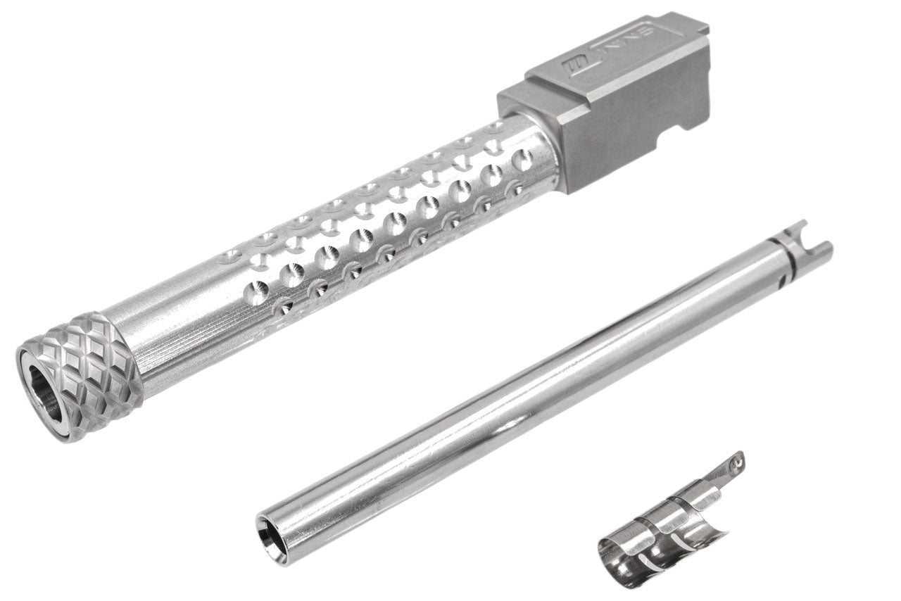 PTS ZEV Suppressor Threaded Dimpled Barrel for TM G Model 17 GBB Pistol ( Silver )
