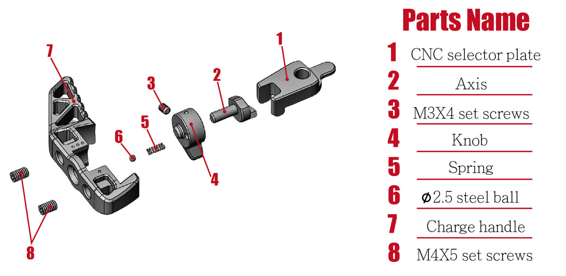 CTM TAC AAP01 Selector Switch Charging Handle Type A ( AAP-01 )-Red