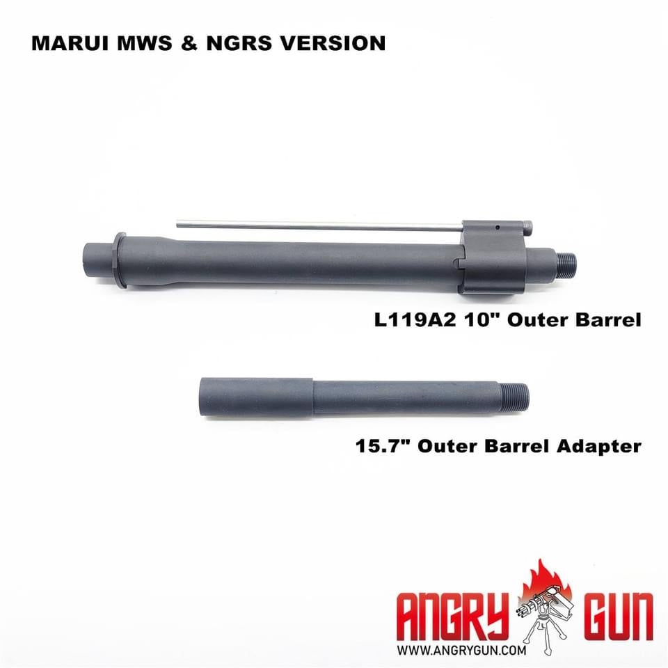 Angry Gun L119A2 10" & 15.7" Outer Barrel Set For Marui TM M4 MWS GBB Series / Marui Next Gen EBB Series- Marui Next Gen EBB Version