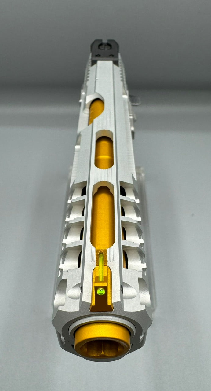 CL Project Custom ASG KJ Shadow 2 Single Action GBB Pistol Airsoft ( CNC Ver. ) ( Silver Yellow Open Cut Limited Edition )