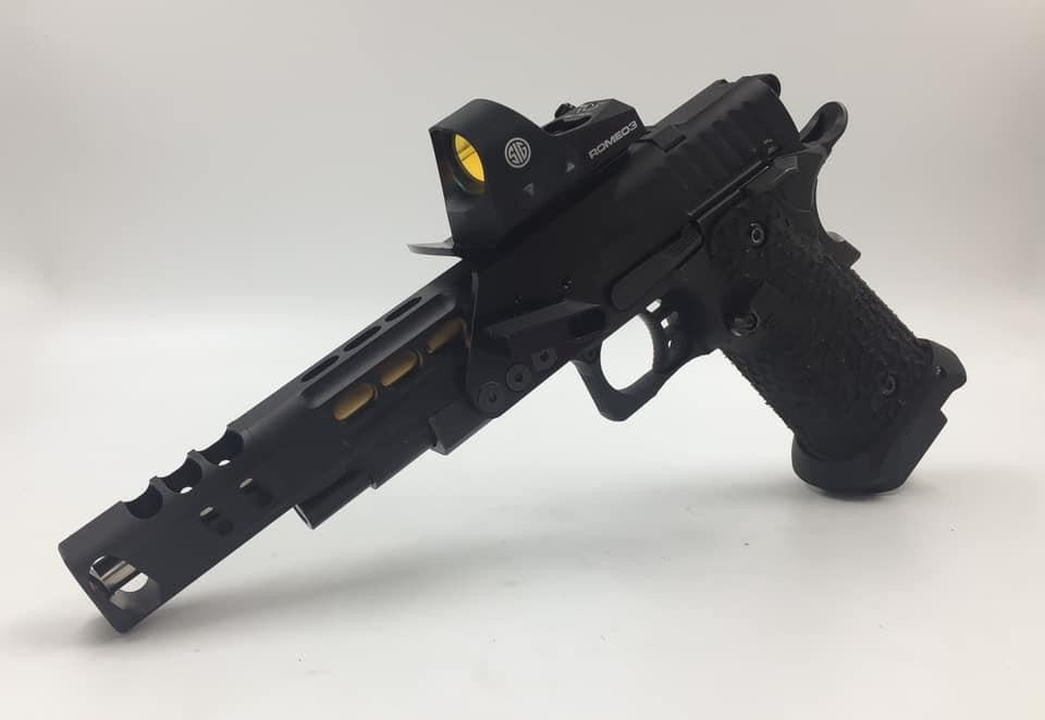 Revanchist Airsoft Optics Mount With Adjustable Thumb Rest For HICAPA Airsoft Series GBB Pistols ( Silver ) ( Version 2 )