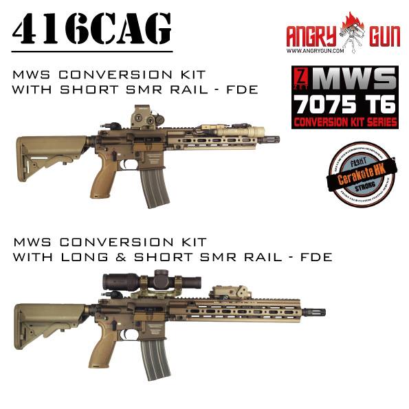 Angry Gun 416D TM MWS Conversion Kit with 10.5 inch SMR Rail ( Black / FDE ) ( Marui MWS )-FDE