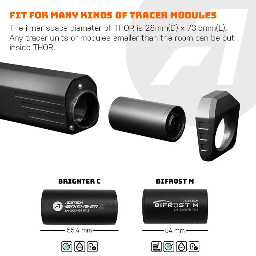 Acetech THOR QD Tracer Unit with Bifrost M Inside Multi Color Flame Effect ( RGB Rainbow ) ( M14 CCW )