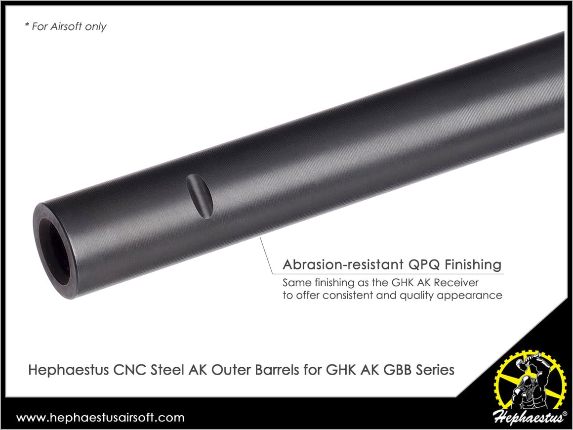 Hephaestus CNC Steel AK Outer Barrel for GHK AK GBB Series ( AKM / AIMS / AKMS / AK74 / AK74M / AK105 / AKS74U / AMD-65 )-Hephaestus AMD-65