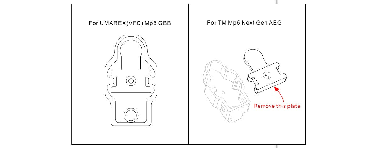 Bow Master x GMF Picatinny Rail M1913 20mm Stock Adapter for UMAREX / VFC HK53 MP5A5 GBB & Marui TM MP5A5 Next Gen AEG Series ( Type B )