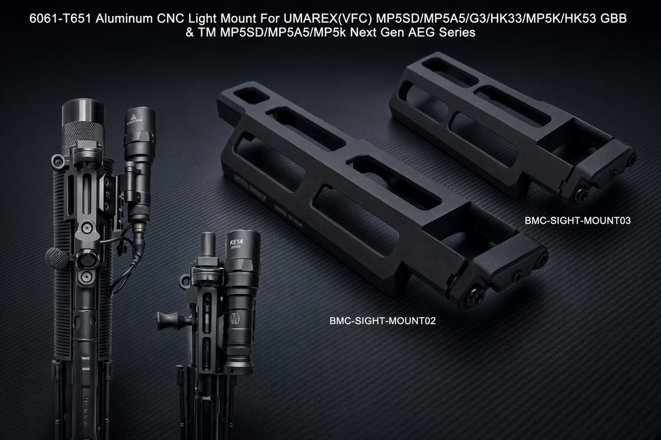 Bow Master Sight Light Mount For Umarex / VFC MP5 / MP5K / G3 / HK53 / HK33 GBB & TM MP5 Next Gen AEG Series