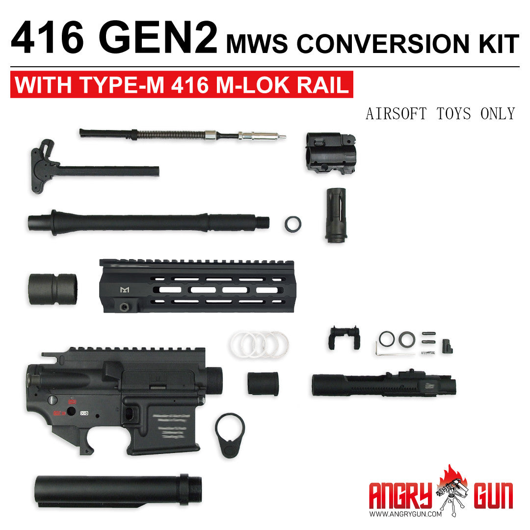 Angry Gun 416 Gen2 MWS Conversion Kit For Marui TM MWS / MTR GBB Airsoft Series-Type M-Black