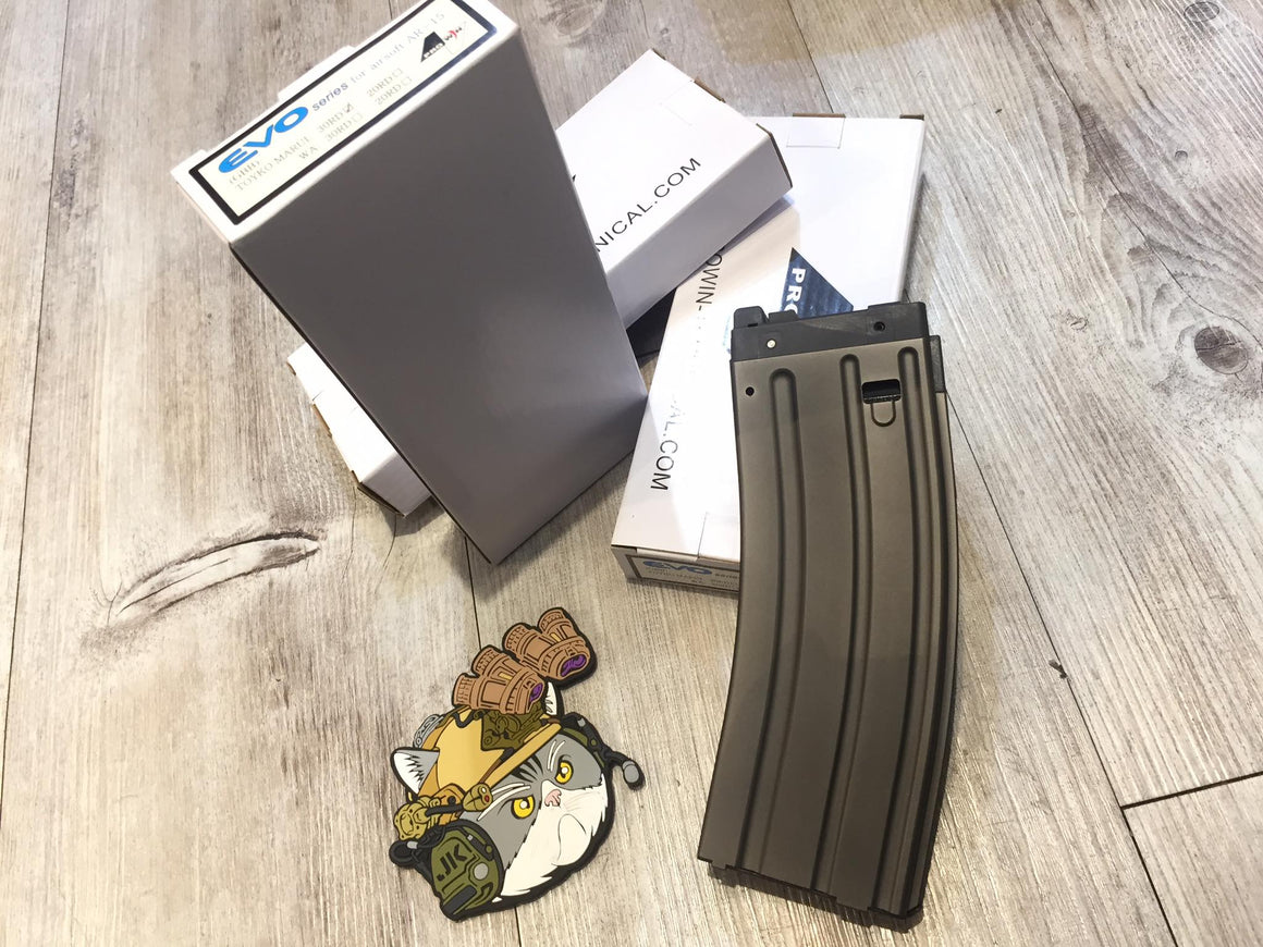 ProWin EVO Series Tokyo Marui M4 / AR MWS GBB Gas Magazine 55Rds ( 30Rd 5.56 Style Black Grey )