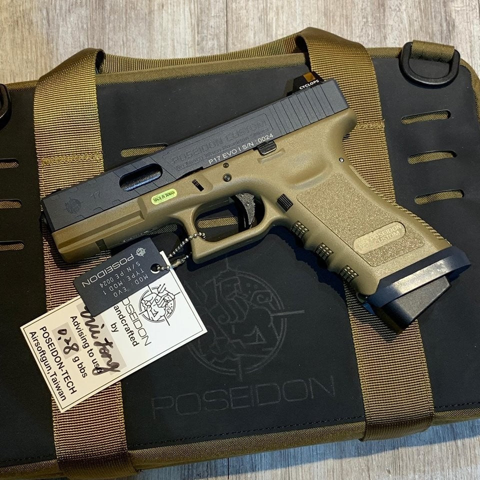 Poseidon P17 EVO MOD1 Cerakote Grey Metal Slide Airsoft GBB Pistol ( Tan Frame )