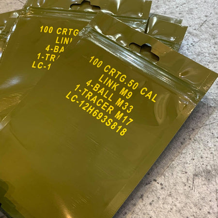 JKUNIQUE .50 CAL AMMO CAN Style Bag 10x18cm ( 1set/10pcs ) ( Patches Packaging Bag ) ( OPP PVC Poly Bag )