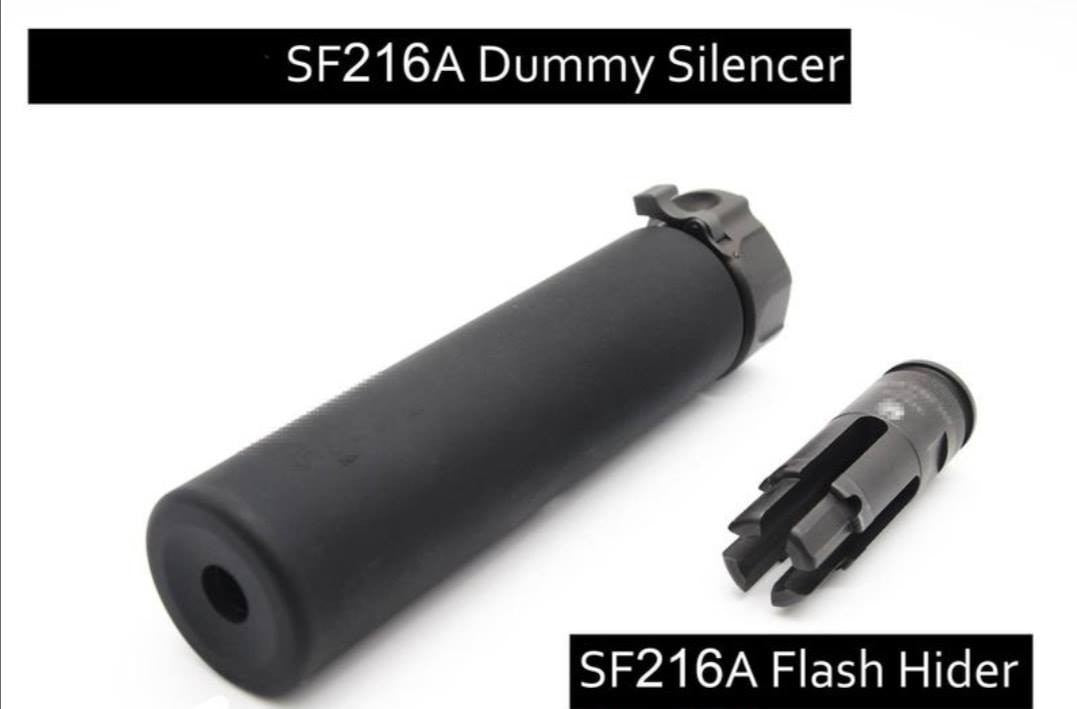 Angry Gun SF216A Style Dummy Barrel Extension w/SF216A Airsoft Flash Hider 14mm CCW ( Black )