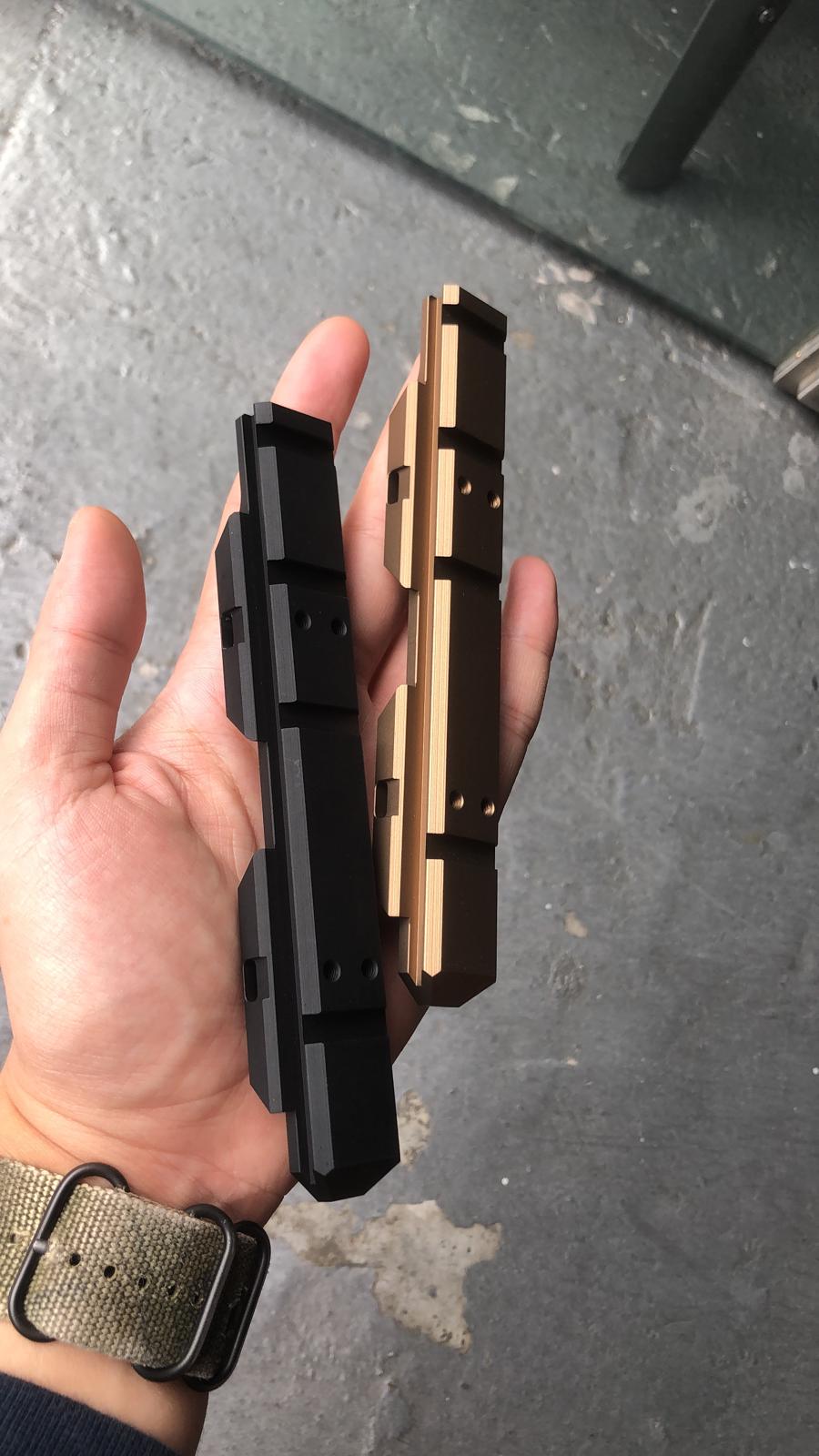 C&C Tac V3 .410 Riser Mount Low Profile Rail and Front Sight Mount Set for Airsoft 20mm Rail ( Brown ) ( CAG Style )