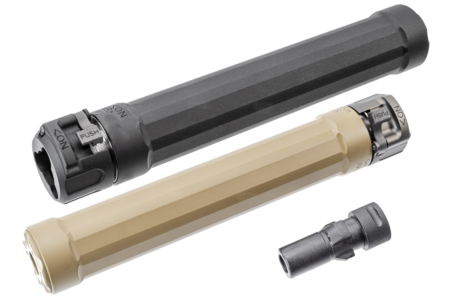 5KU R9 Style Dummy QD Dummy Suppressor / Barrel Extension for WE MP5 Series with Flash Hider ( Black / Tan )-Tan