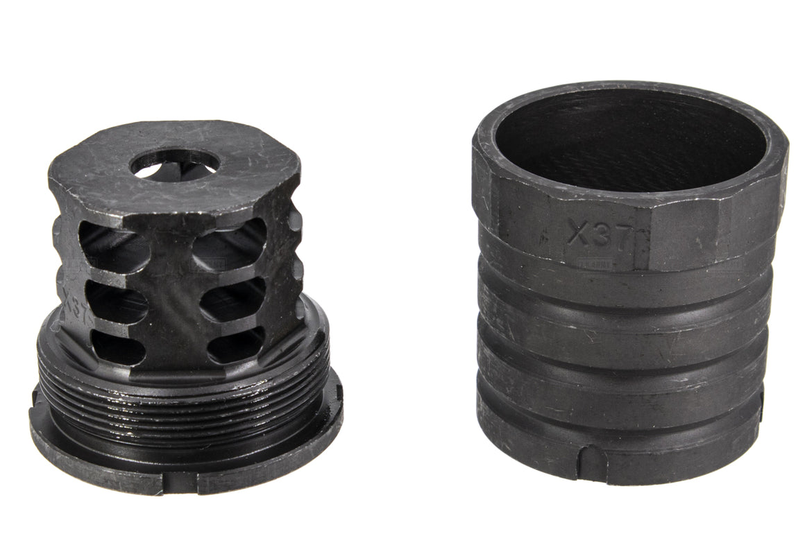 5KU 360 X37 AK Style Muzzle Brake w/ Blast Shield 14mm CCW for Airsoft AK Series