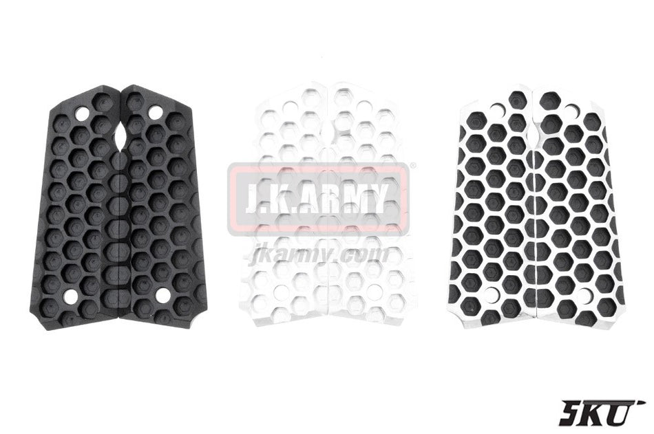 5KU Alumium 1911 Grips ( Apocalypse Hive )-Silver