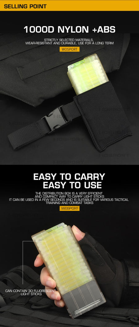 Wosport Tactical Fluorescent Glow Stick Distribution Box Elastic Pouch Set with Belt Attactment ( MCBK )