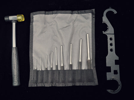 MF Tool Kit Hammer / Barrel Nut Wrench / Punches Set Type A ( Grey Pouch ) ( Pin Punch & Multi-Purpose Combo Wrench Barrel Nut Stock )