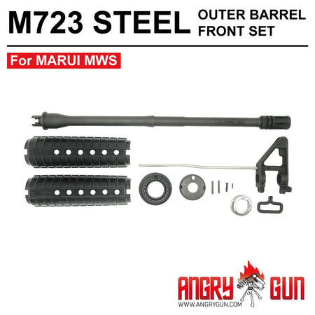 Angry Gun M723 / M733 Style Steel Outer Barrel Front Set for Marui TM M4 MWS GBBR-733 ( 11.5" )