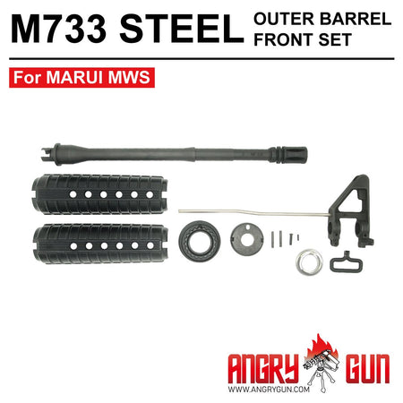 Angry Gun M723 / M733 Style Steel Outer Barrel Front Set for Marui TM M4 MWS GBBR-733 ( 11.5" )