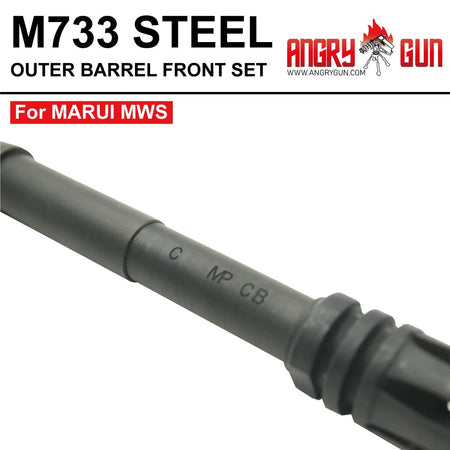 Angry Gun M723 / M733 Style Steel Outer Barrel Front Set for Marui TM M4 MWS GBBR-733 ( 11.5" )