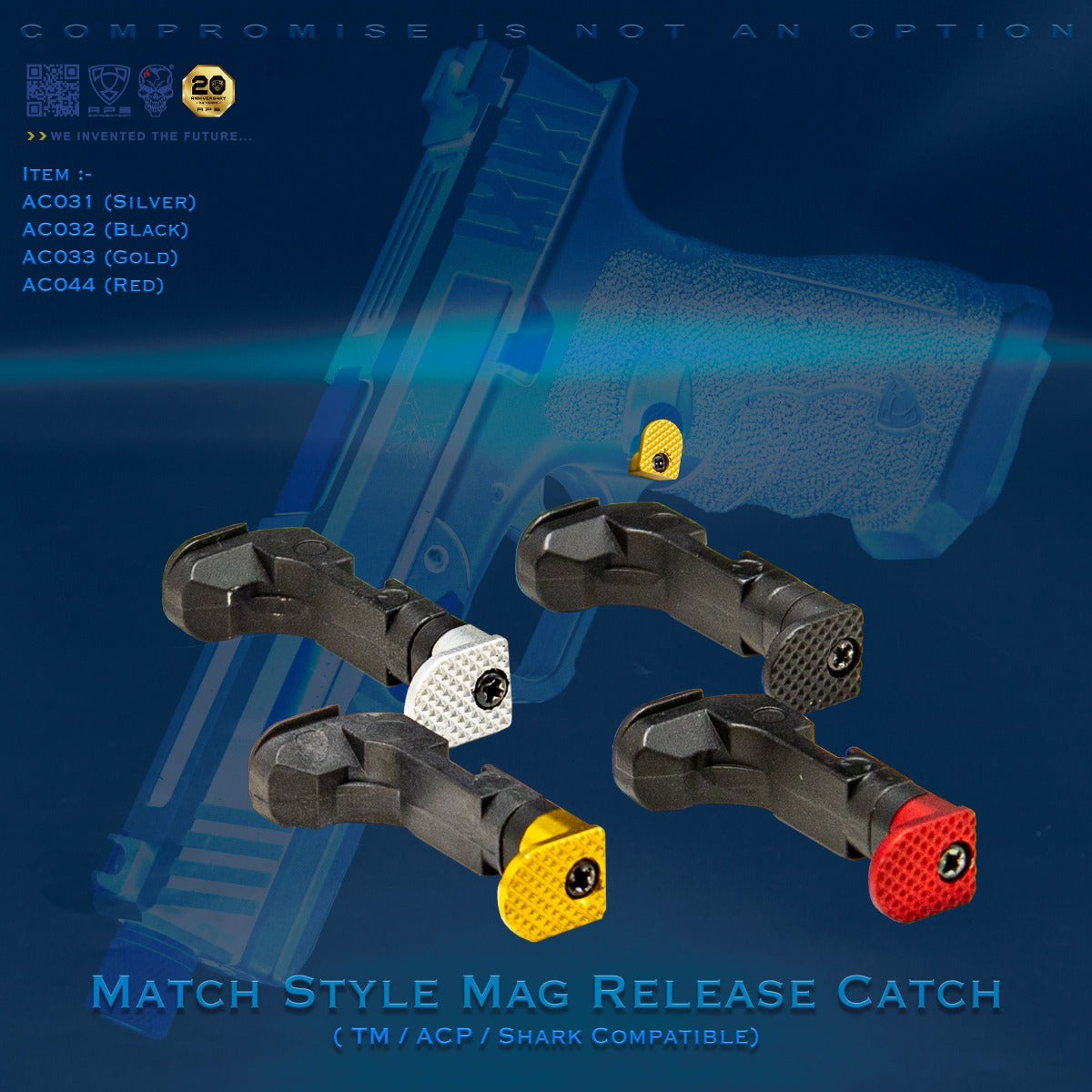 APS D-MOD Match Style Mag Release Catch for TM / ACP / Shark G Model G Series-Red