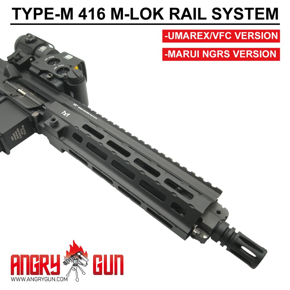 Angry Gun Type M 416 M-LOK Handguard Rail System for UMAREX / VFC HK416 Ver. or Marui TM 416 NGRS Ver. ( 9" / 13.5" )-Tokyo Marui NGRS-9 inch
