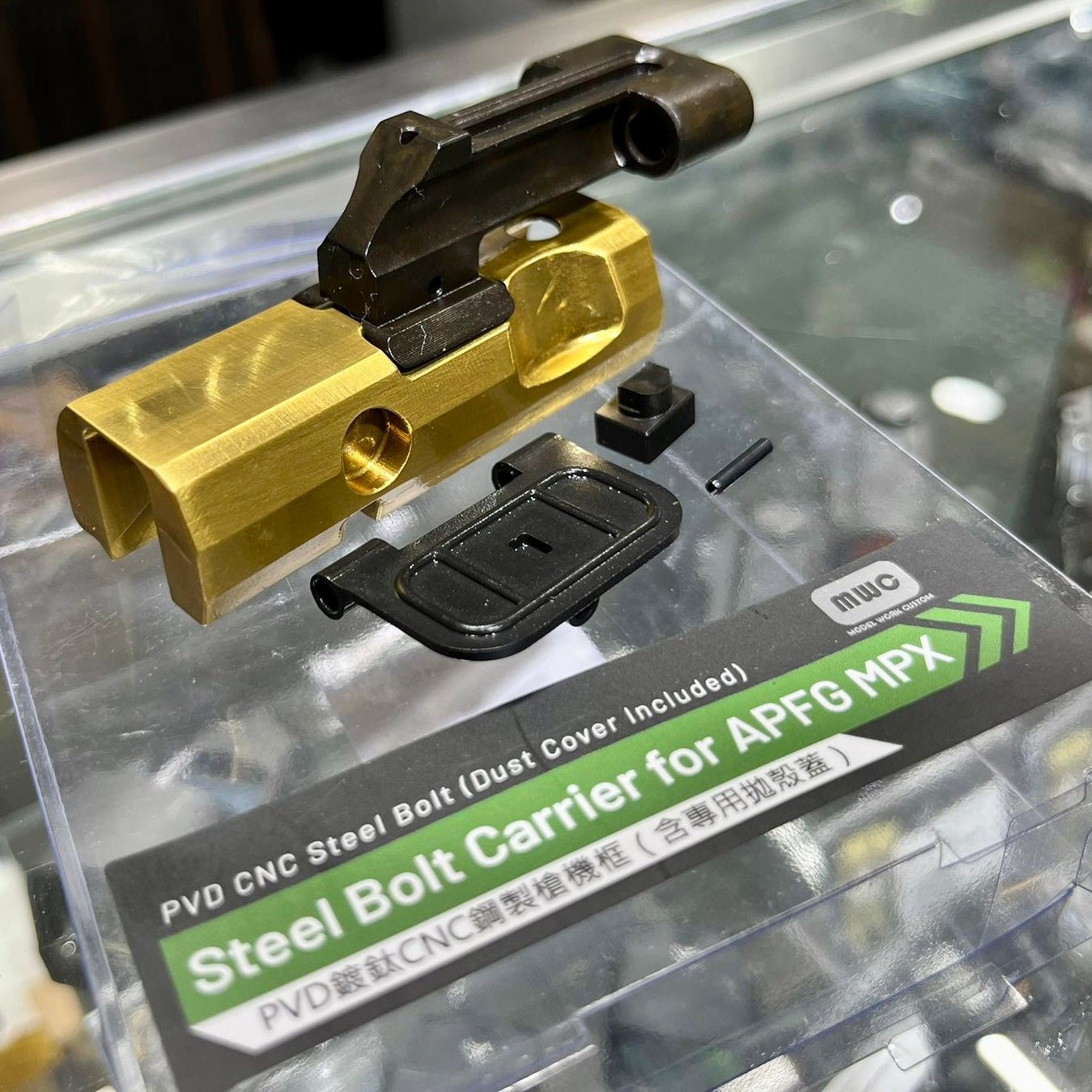MWC CNC Steel Bolt Carrier BCG with Dust Cover For APFG MPX GBB Series ( PVD Gold )