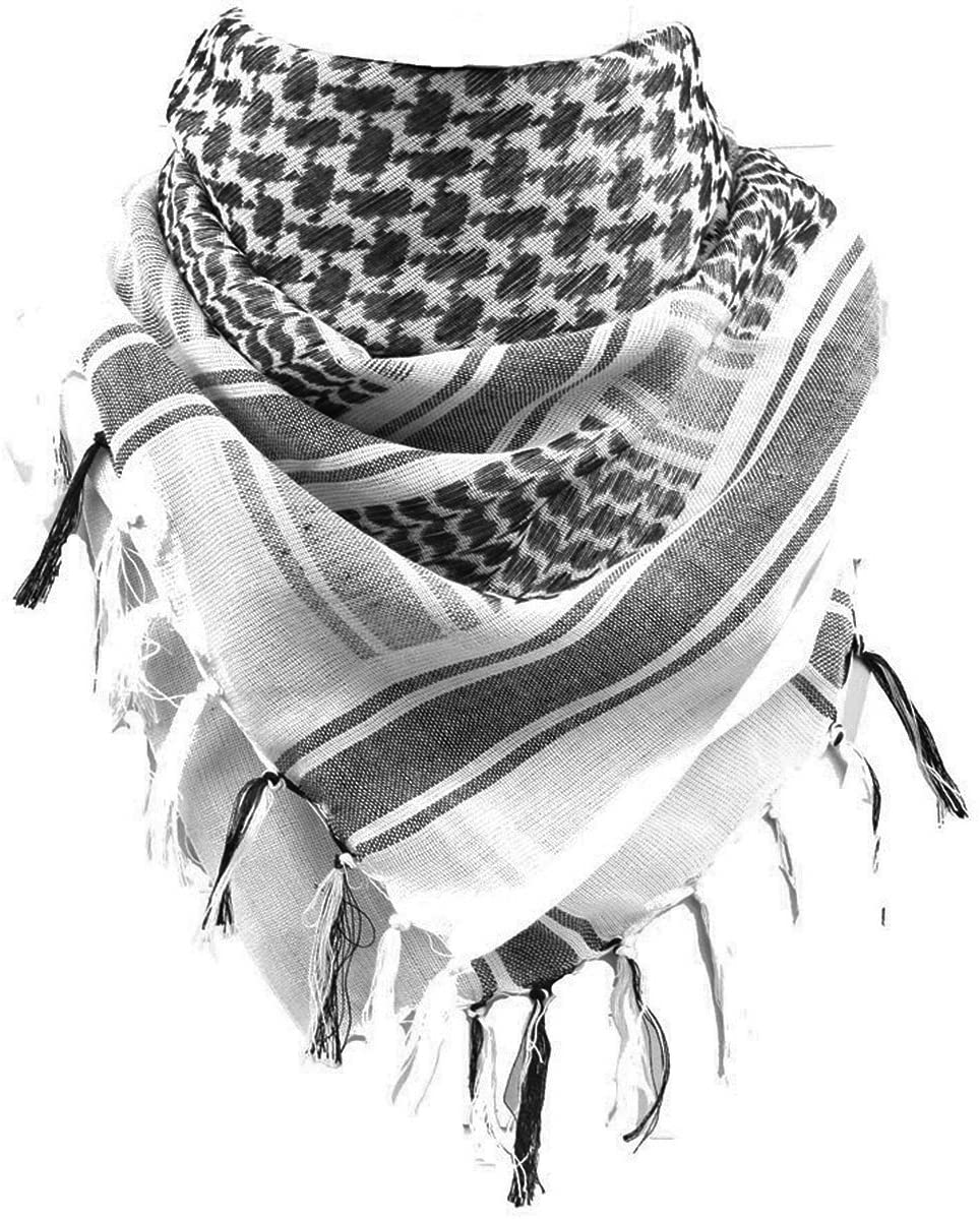 Arab Shemagh Keffiyeh Scarf ( White Black )