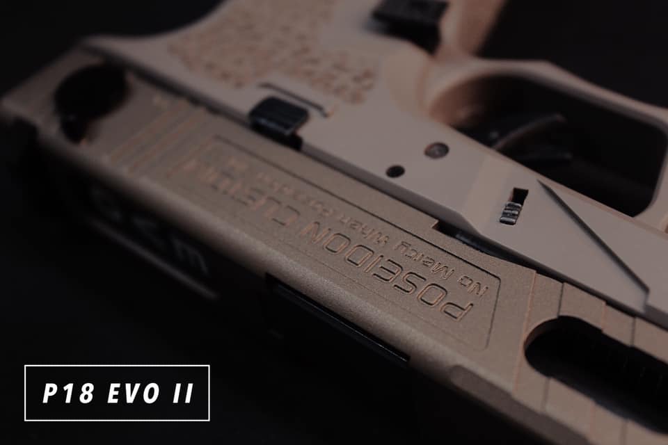 Poseidon P18 EVO 2 Airsoft GBB Pistol ( JDG Polymer80 Licensed P80 PF940V2 Airsoft Frame ) ( Cerakote Slide )-Grey-Black