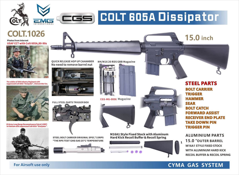 Cybergun COLT Licensed 605A Dissipator 15 Inch GBB Rifle Airsoft ( by CGS )