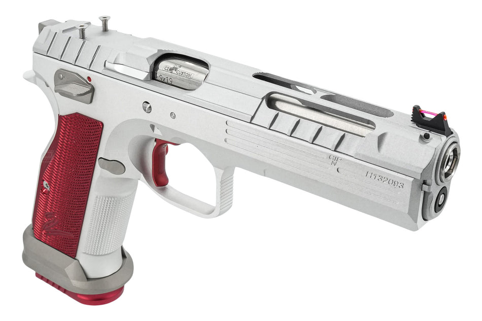 CL Project Custom ASG CZ TS 2 GBB Pistol Airsoft ( Hand Mill Custom RMS Cut ) ( Silver & Red ) ( Limited Edition )