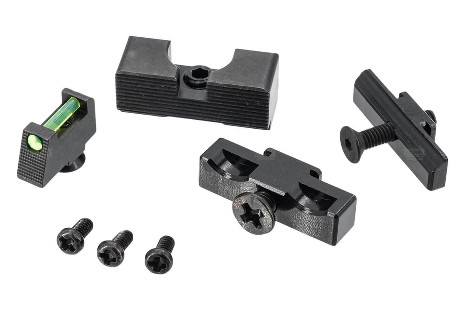Detonator Steel T Style Fiber Optic Sights Set For Marui TM G17 Gen5 MOS GBBP ( Standard Height ) ( New Ver. )
