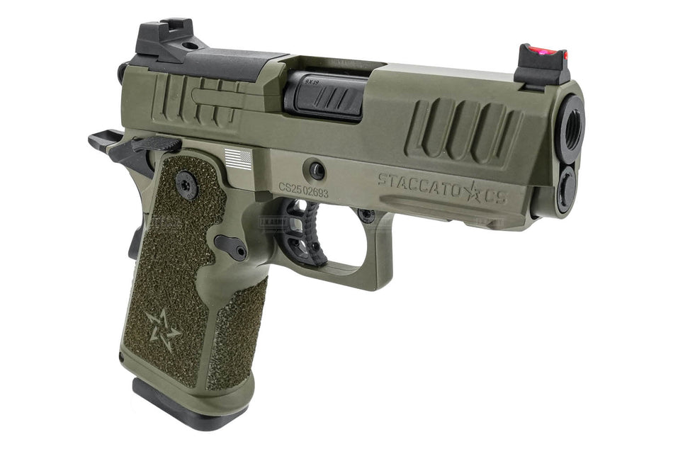EMG Staccato Licensed CS 2011 Master Grip Hi-Capa GBB Pistol Airsoft ( by SAVIA ) ( Army Green )