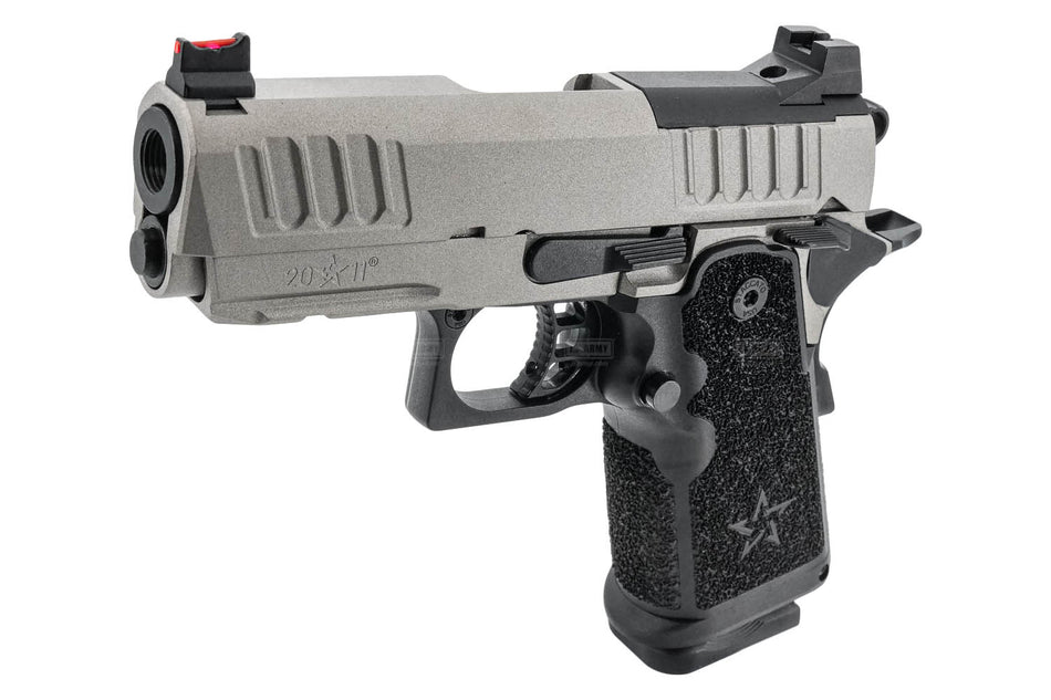 EMG Staccato Licensed CS 2011 Master Grip Hi-Capa GBB Pistol Airsoft ( by SAVIA ) ( Titanium Grey )