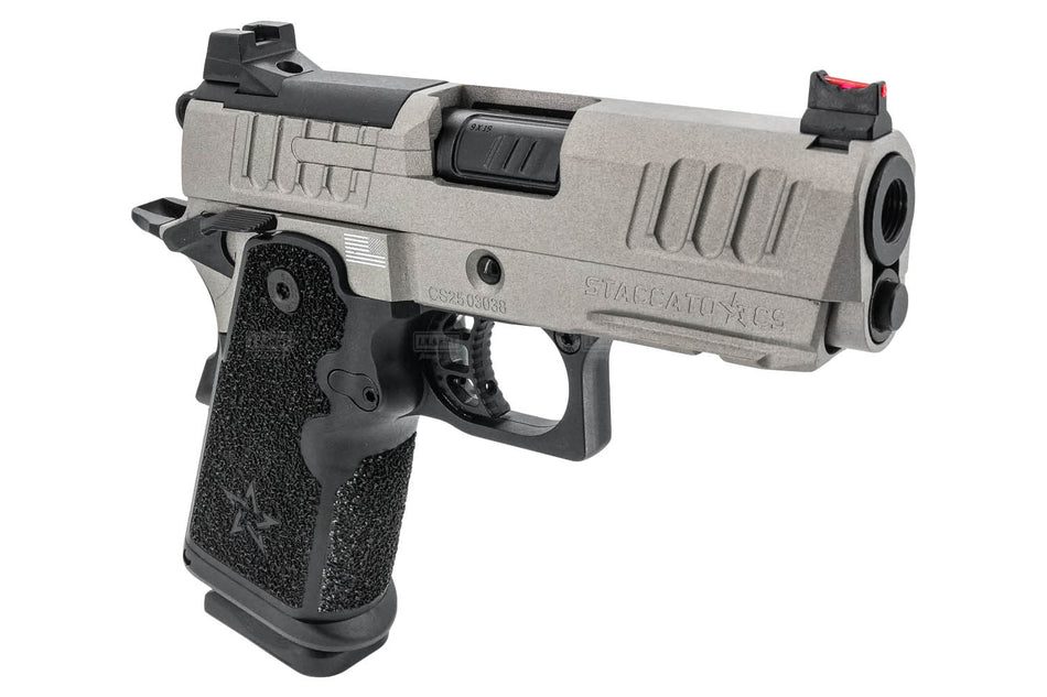 EMG Staccato Licensed CS 2011 Master Grip Hi-Capa GBB Pistol Airsoft ( by SAVIA ) ( Titanium Grey )