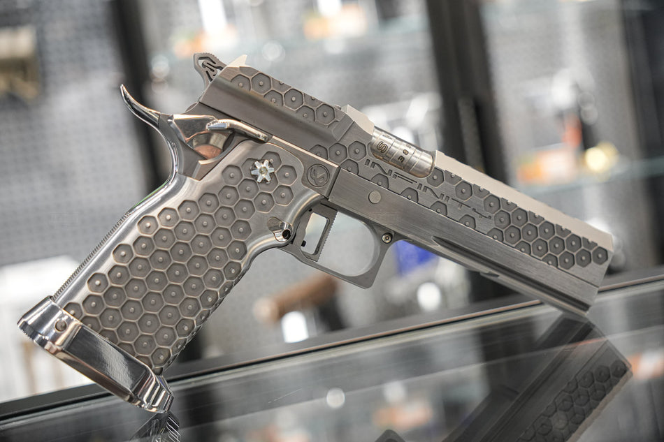 FPR Stainless SV INF Bees on Parade Honeycomb Style Optics Ready Hi-Capa GBB Pistol Airsoft