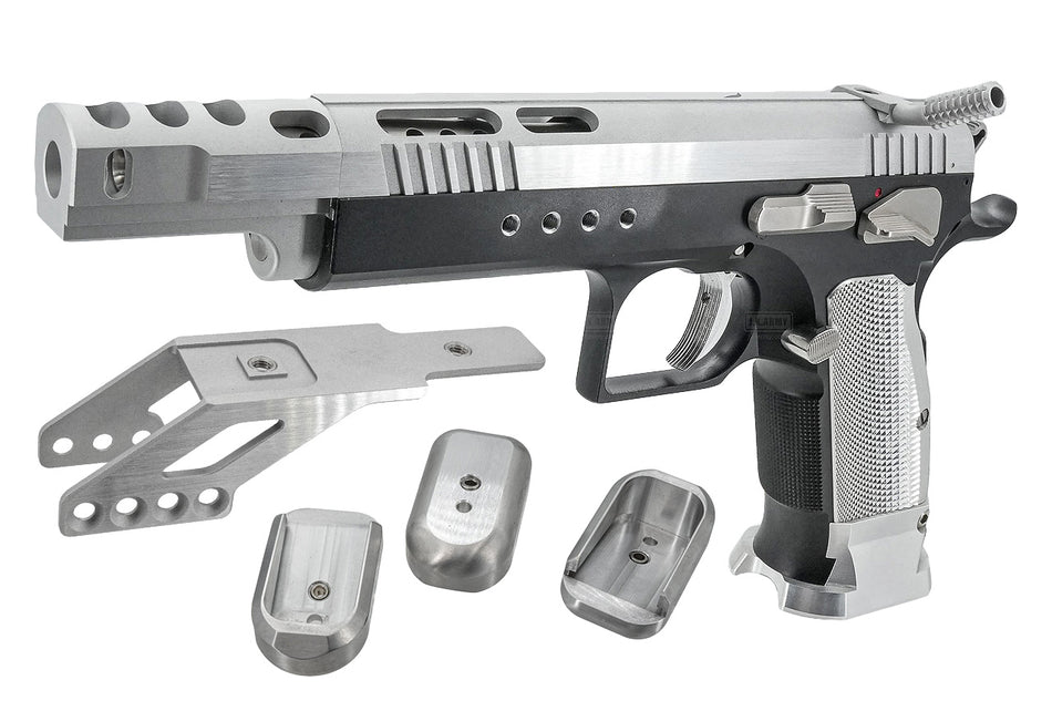 Gunsmith Bros GB01 TF Aluminum Open Racing GBB Pistol ( Silver X Black Limited Edition )