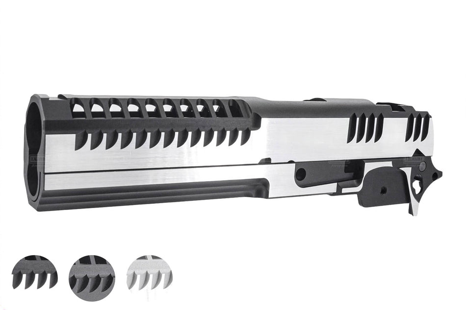 Gunsmith Bros Aluminum Limcat Style Multicuts 5" Standard Slide w/ Long Dust Cover Frame Kit For Marui TM Hi-Capa GBBP Series