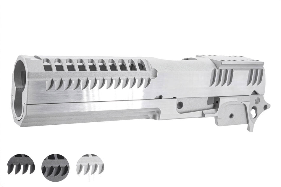 Gunsmith Bros Aluminum Limcat Style Multicuts 5" Optic Ready Slide w/ Long Dust Cover Frame Kit For Marui TM Hi-Capa GBBP Series